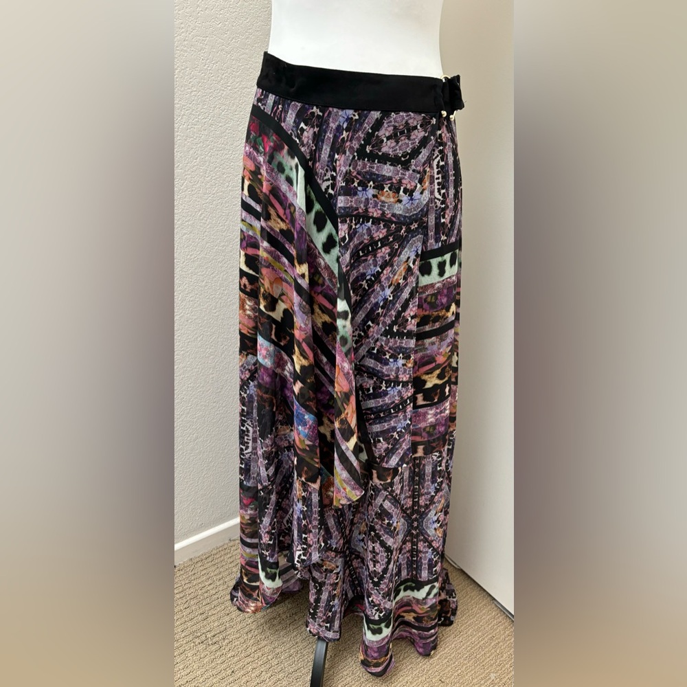 Marciano Guess chiffon maxi skirt mixed‎ print sz large L boho whimsigoth - Picture 7 of 16